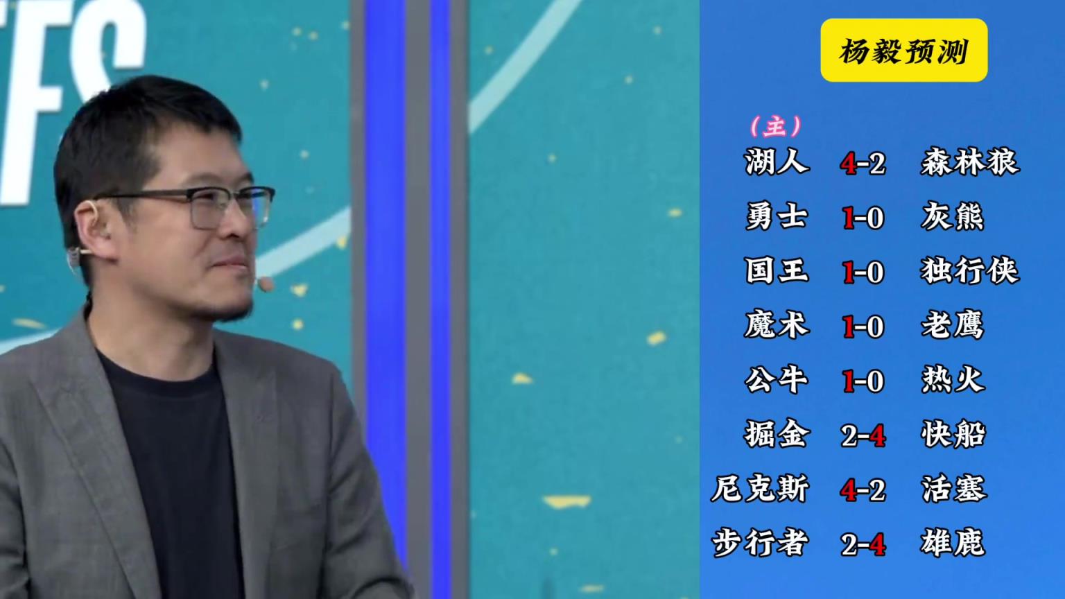 明燈來(lái)了！看看楊毅的季后賽預(yù)測(cè)：湖人4-2狼 快船4-2掘金